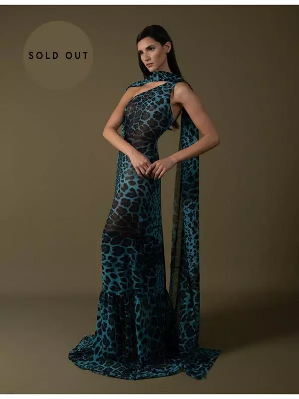 One-sided tiger print dress