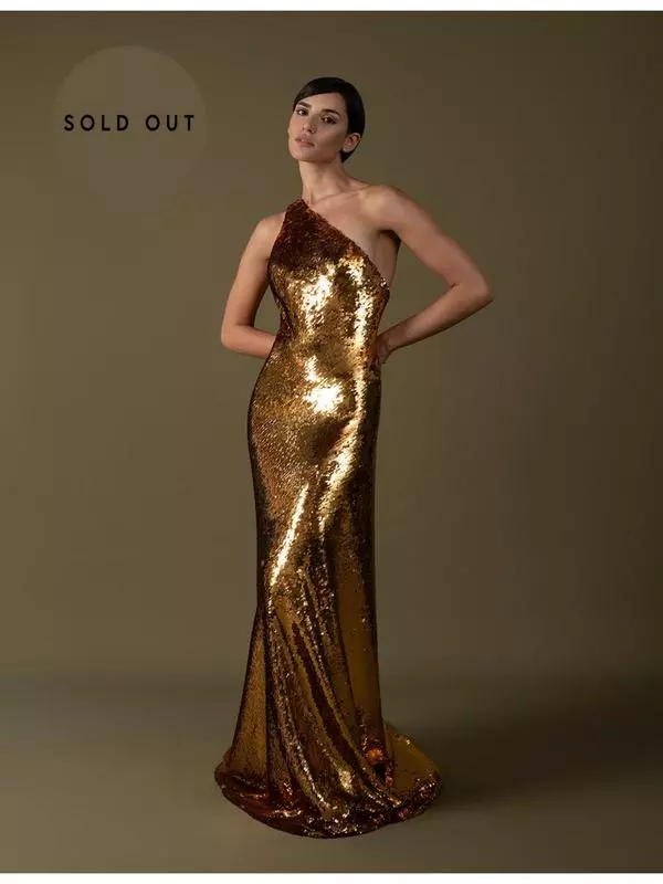 One-shoulder sequins dress