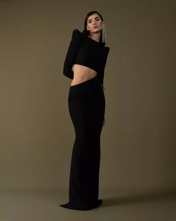 Shoulder-padded cut-out dress