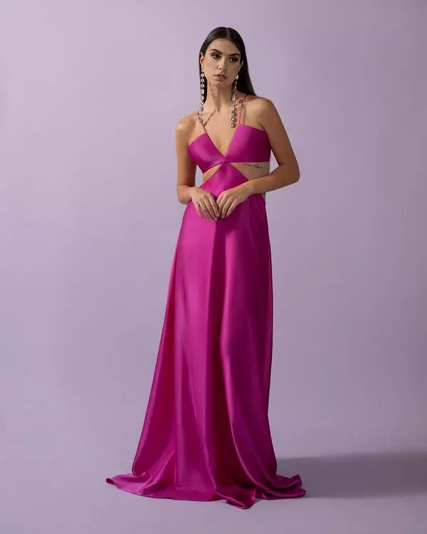 Cut-out silk dress