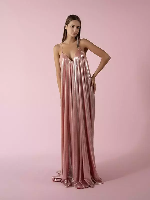 Criss-cross lamé dress