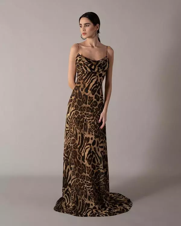 Thin strap animal print dress 