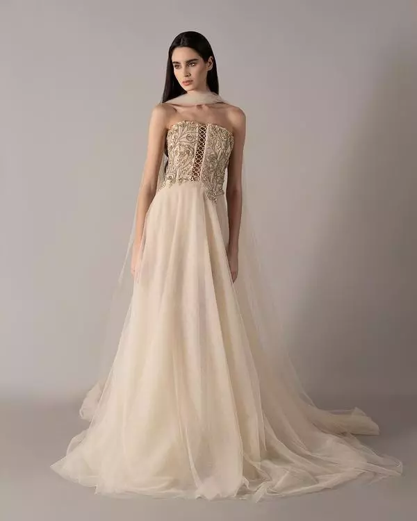 Strapless hand-embellished corset dress 
