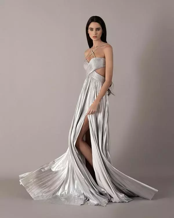 Pleated cut-out dress 