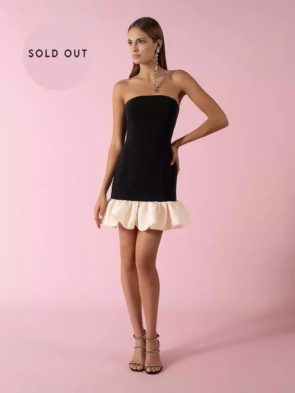 Strapless ruffle mini dress