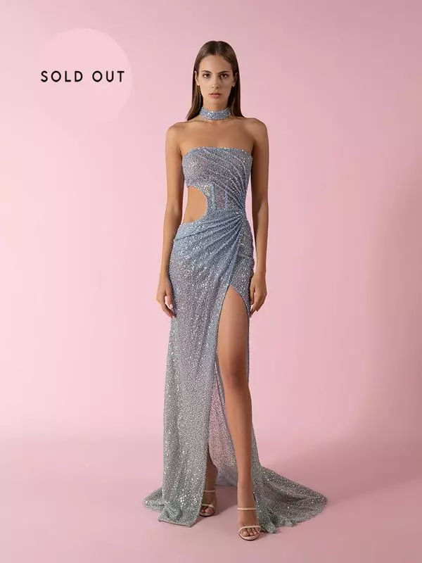 Shimmery degradé strapless dress