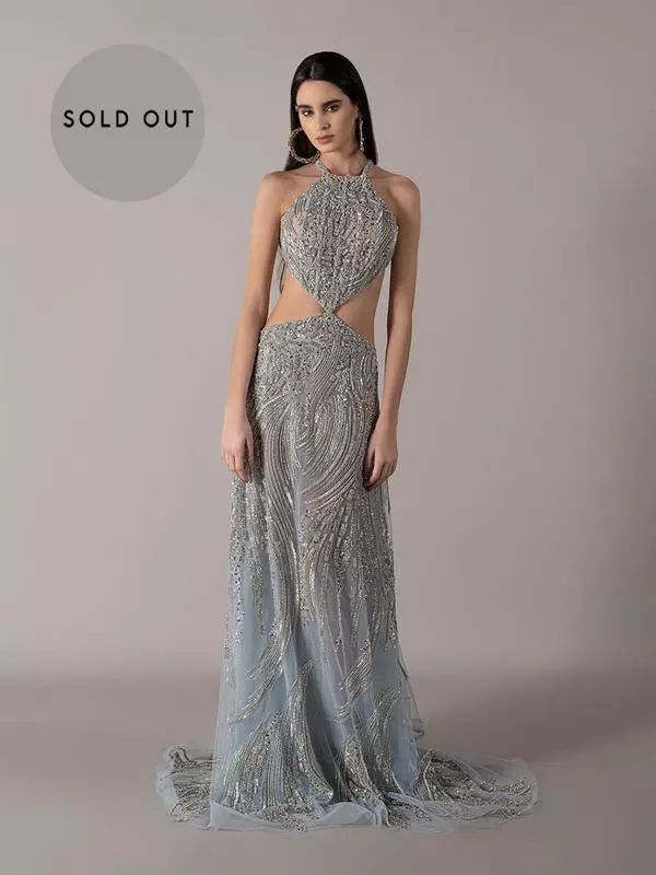 Cut-out hand-embroidered dress 