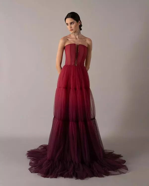 Strapless corset degradé dress 