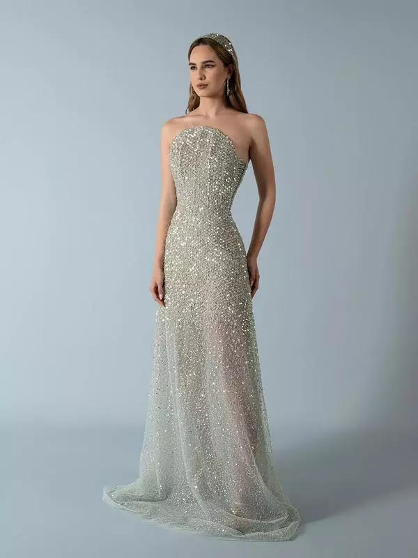 Oval shape shimmery dress