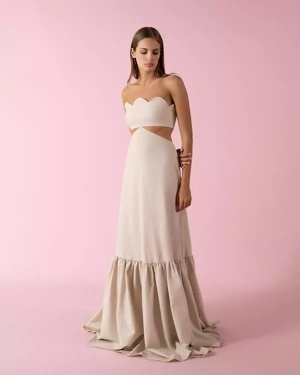 Laser cut linen dress