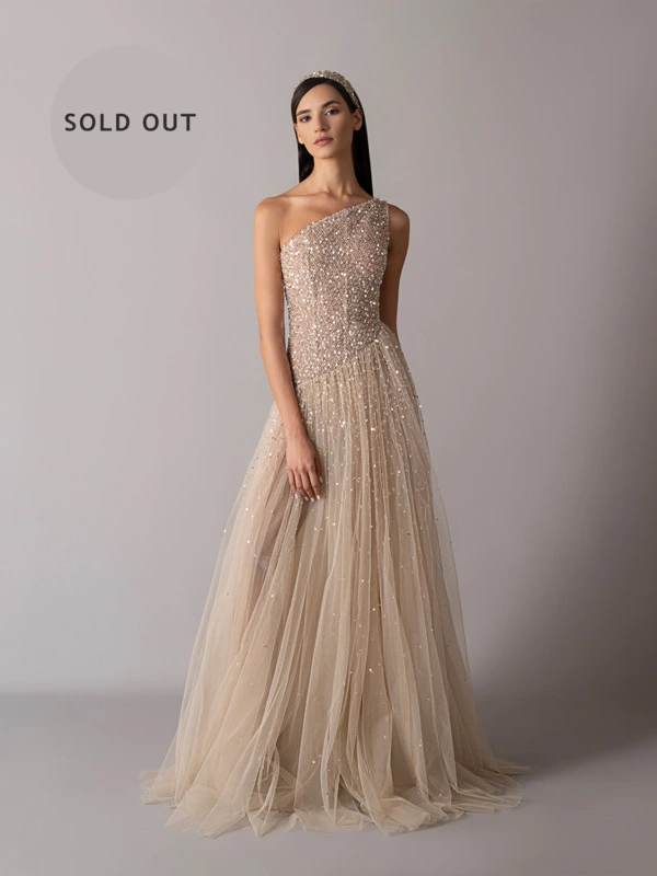 One-shoulder sequined dress