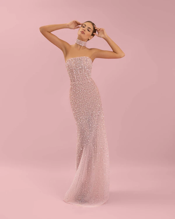 Blush fade shimmer dress