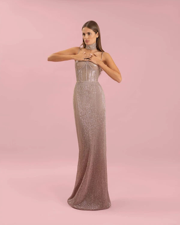 Silver to bronze degrade dress