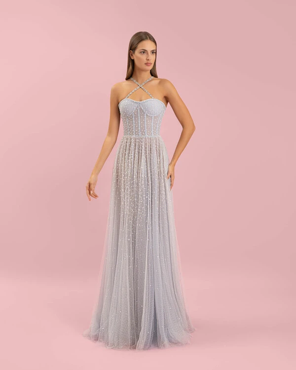 Azure embroidred dress