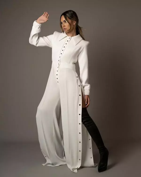 Shoulder-padded jumpsuit