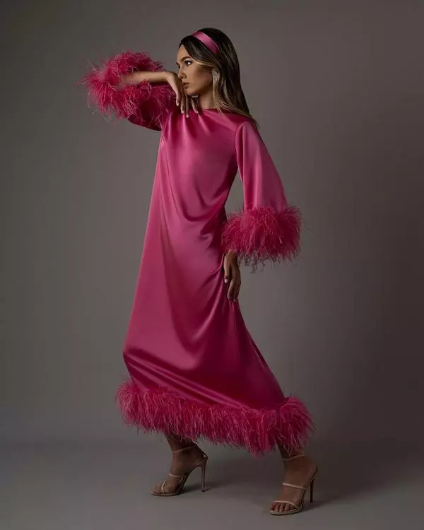 Wide sleeves silk dress