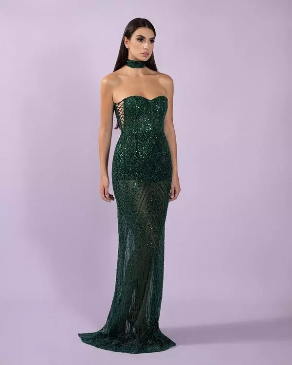 Corset hand-embroidered dress