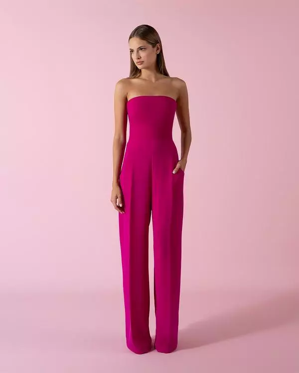 Strapless straight leg jumpsuit