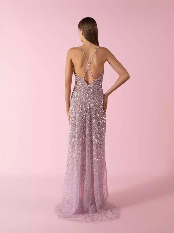 Criss-cross cover-up embellished dress