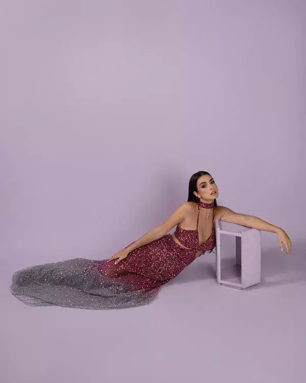 Cut-out shimmery  degradé dress