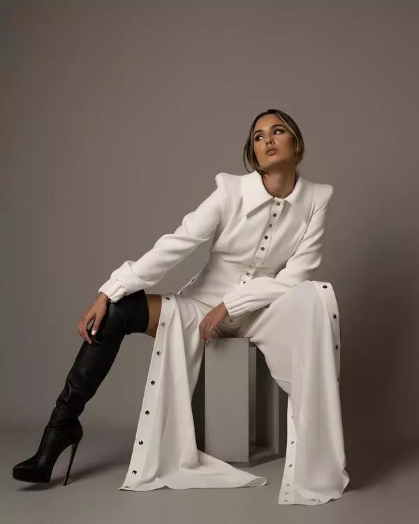 Shoulder-padded jumpsuit