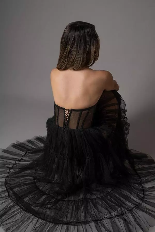 Shiny corset midi dress