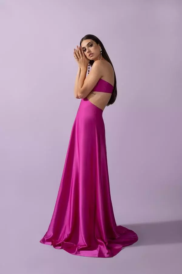 Cut-out silk dress