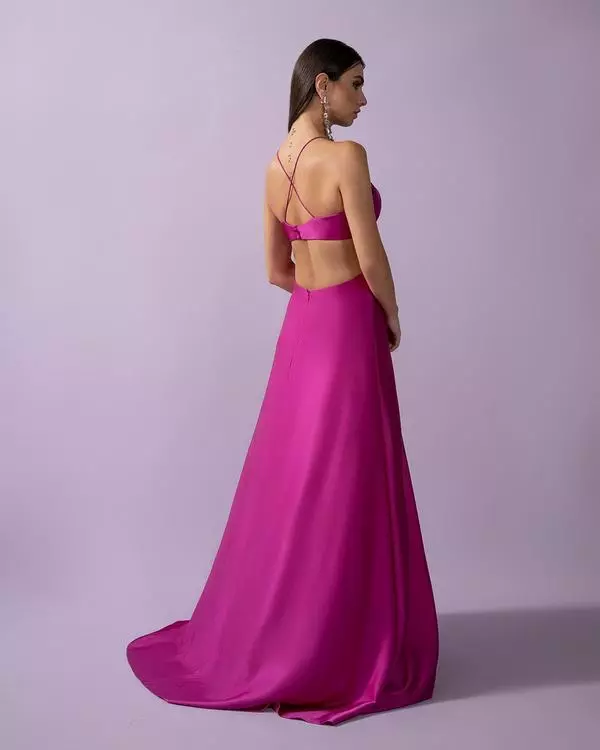 Cut-out silk dress