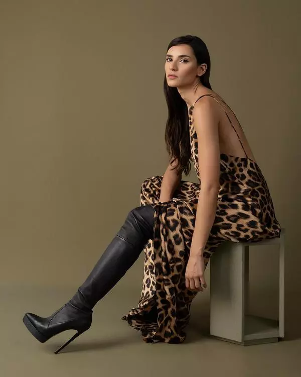 One-shoulder tiger print dress