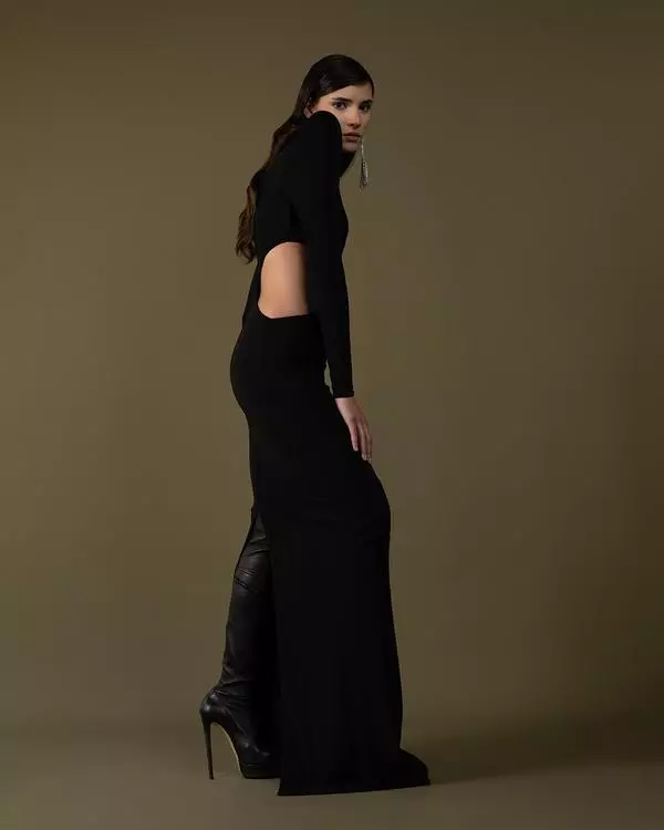 Shoulder-padded cut-out dress