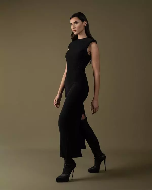 Shoulder-padded midi dress