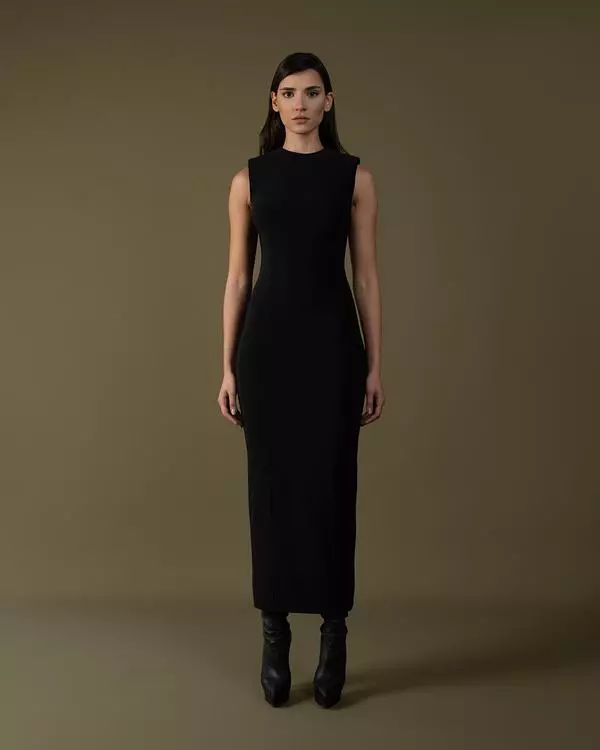 Shoulder-padded midi dress