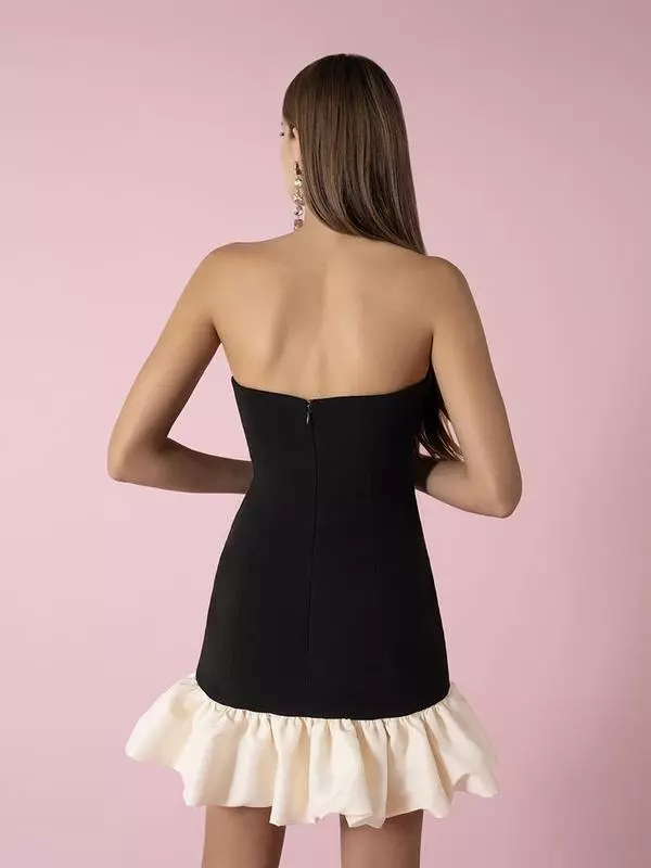 Strapless ruffle mini dress