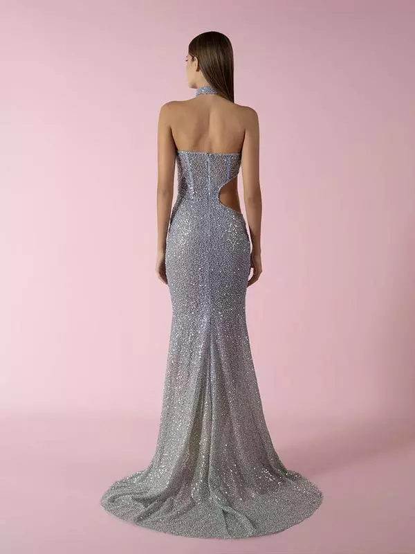 Shimmery degradé strapless dress