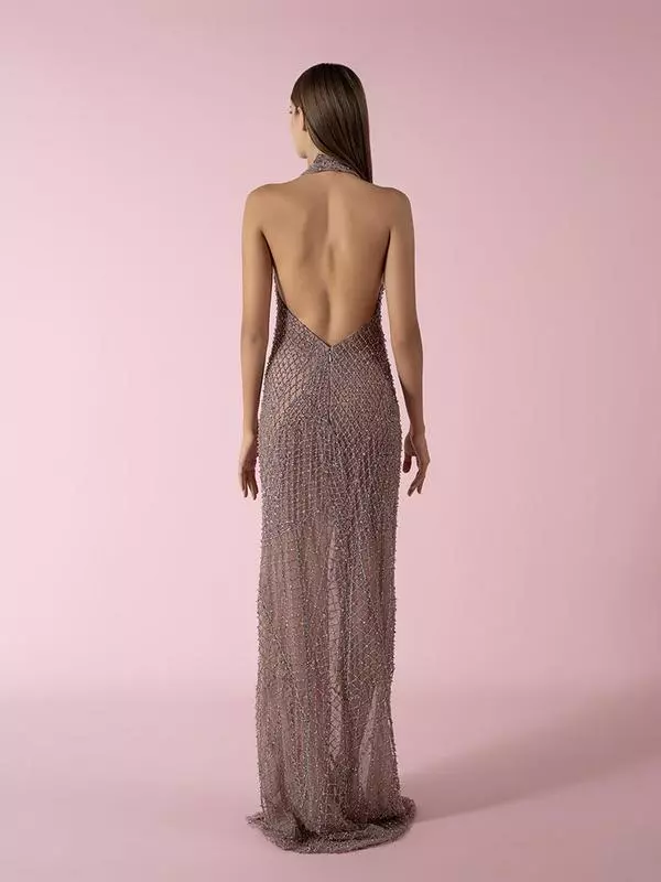 Criss-cross hand-embroidered dress
