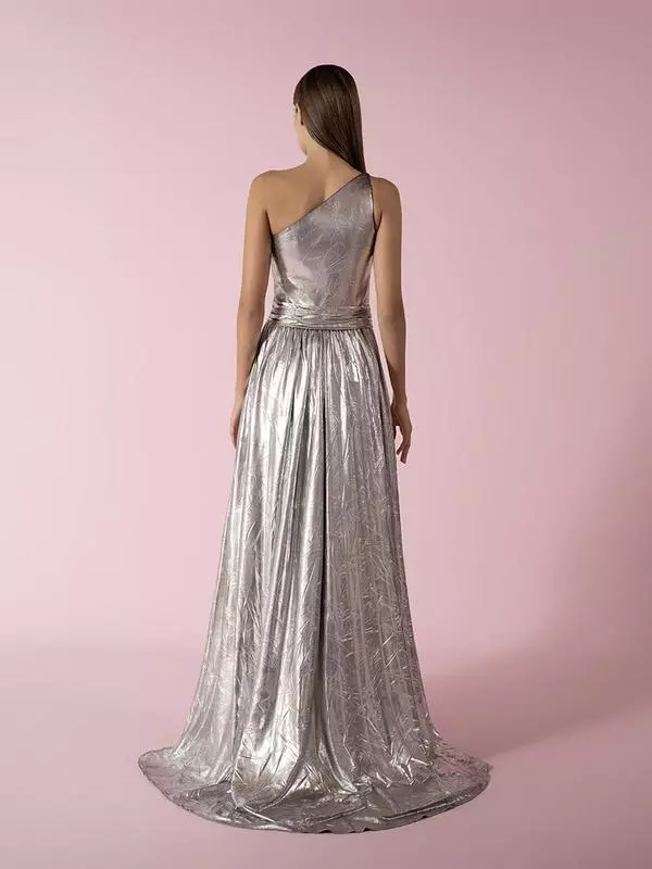 One-shoulder metallic dress