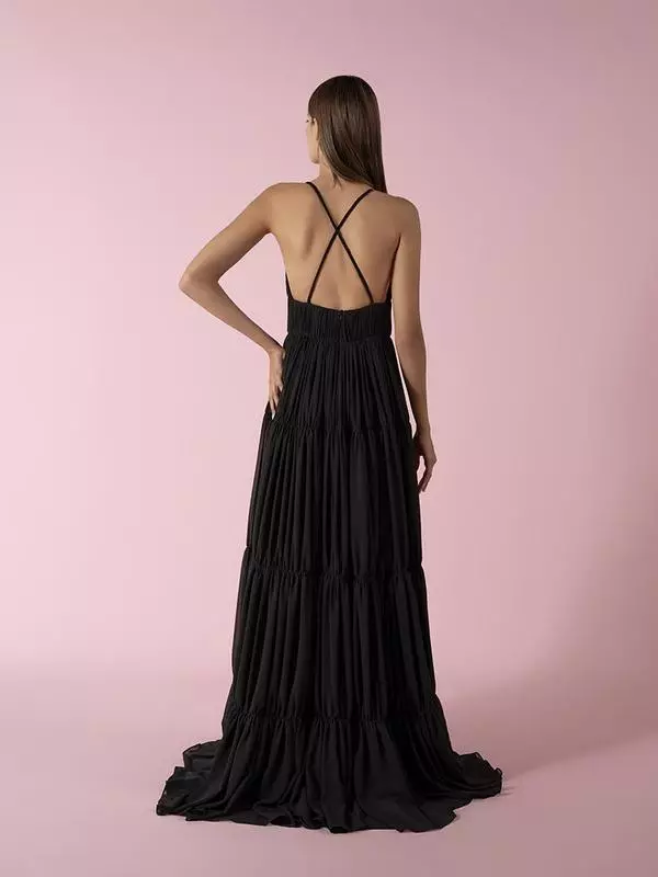 Draped braided criss-cross dress