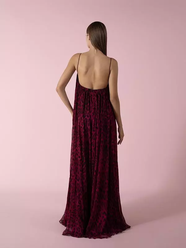 Spaghetti straps leopard dress