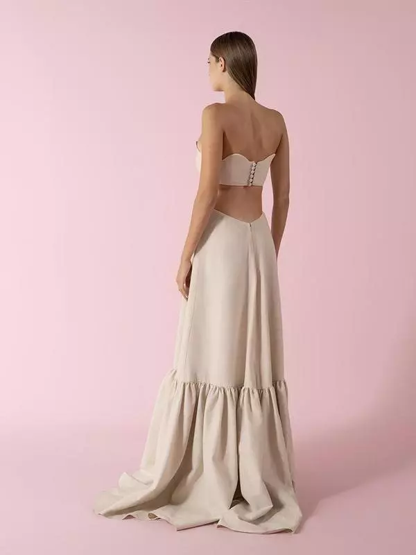 Laser cut linen dress