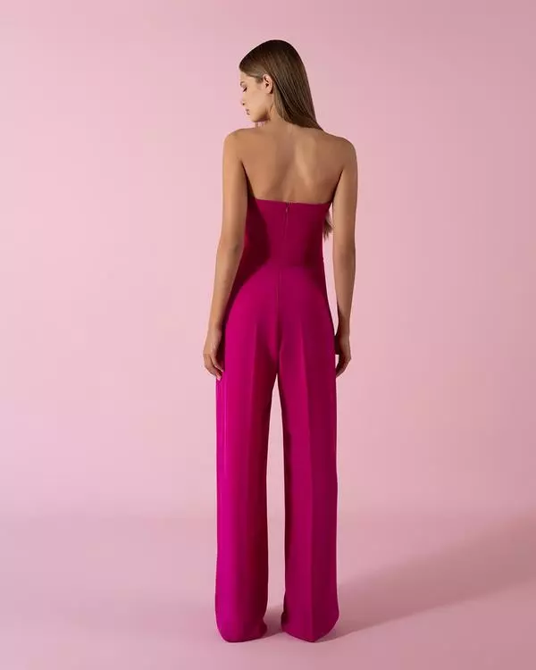 Strapless straight leg jumpsuit