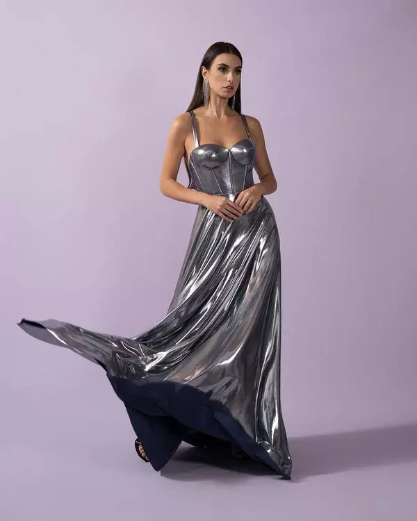 Metallic corset dress