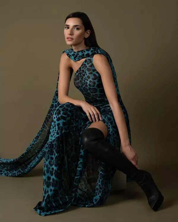 One-sided tiger print dress