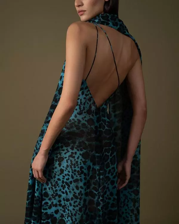 One-sided tiger print dress