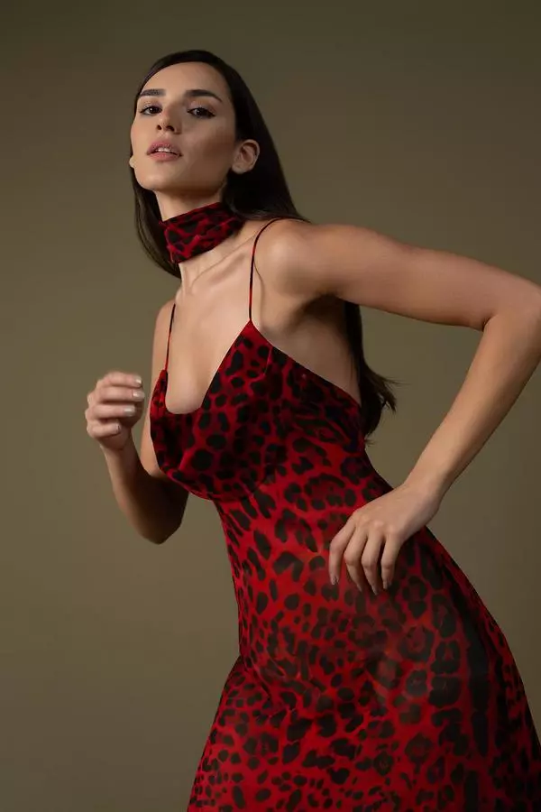 Thin straps tiger print dress