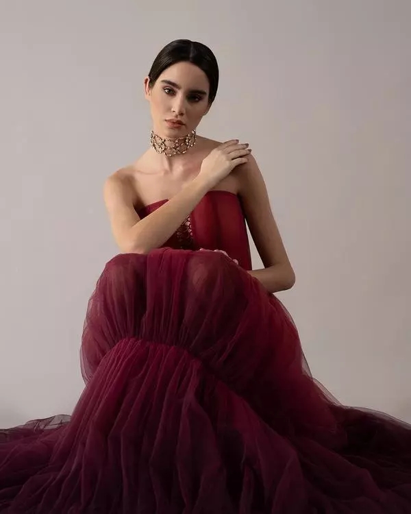 Strapless corset degradé dress 