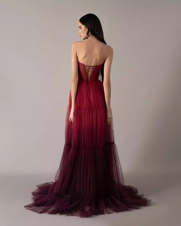 Strapless corset degradé dress 