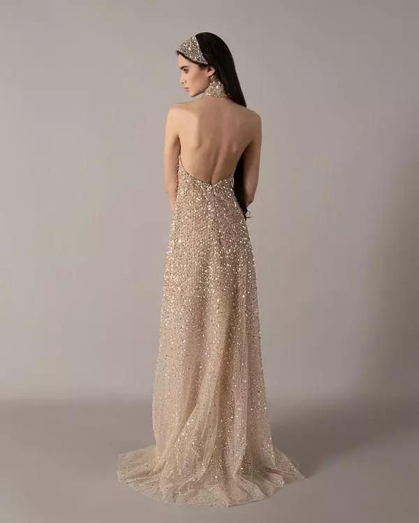 Shimmery high-neck dress 