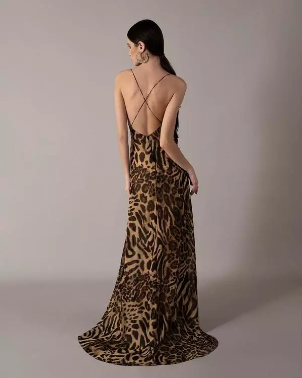 Thin strap animal print dress 