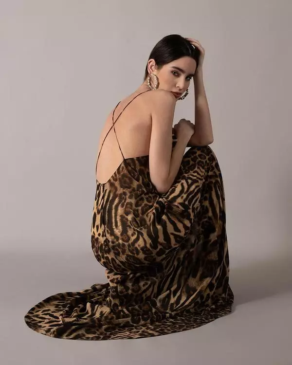 Thin strap animal print dress 