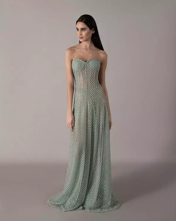 Corset hand-embroidered dress
